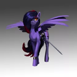 Size: 407x407 | Tagged: safe, artist:nsilverdraws, derpibooru import, oc, oc:shadowsneak, unofficial characters only, pegasus, pony, assassin, cuff, female, mare, mute, rapier, solo, spread wings, sword, weapon, wings