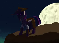 Size: 5500x4000 | Tagged: safe, artist:lord-destrustor, derpibooru import, twilight sparkle, lich, pony, undead, fanfic, cover art, fanfic art, fanfic cover, glowing eyes, moon, solo