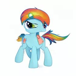 Size: 512x512 | Tagged: safe, artist:aerial, derpibooru import, rainbow dash, pegasus, pony, abomination, computer generated, female, nightmare fuel, simple background, solo, wat, white background