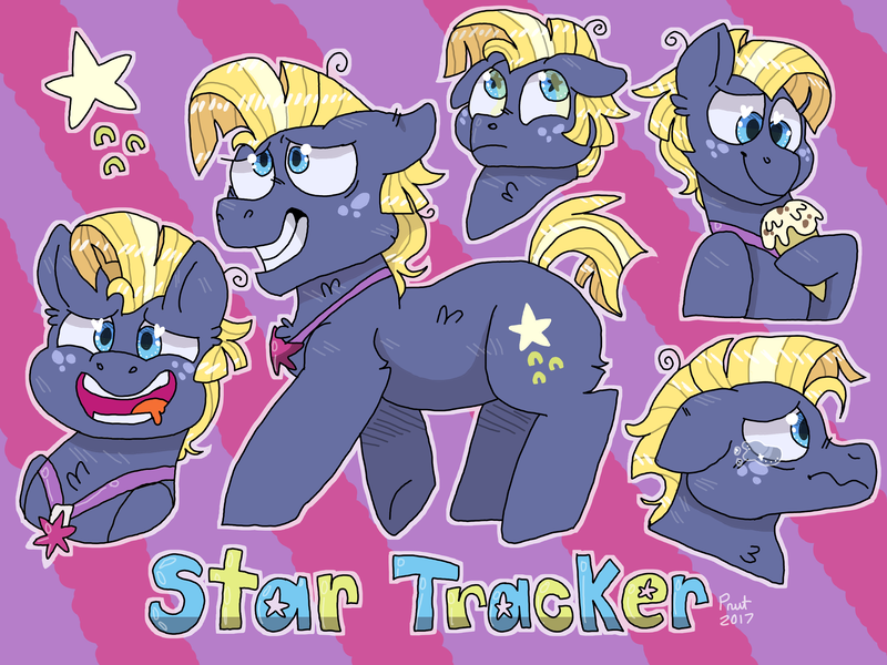 Size: 2732x2048 | Tagged: safe, artist:peanutcat62, derpibooru import, star tracker, earth pony, pony, once upon a zeppelin, bust, chest fluff, crying, cute, ear fluff, expressions, floppy ears, food, heart eyes, hoof hold, ice cream, male, multeity, neck fluff, portrait, profile, stallion, starry eyes, stars, teary eyes, trackerbetes, wingding eyes