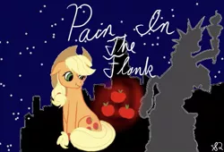Size: 627x426 | Tagged: safe, artist:snow quill, derpibooru import, applejack, earth pony, pony, applejack's hat, cowboy hat, crystaller building, cutie mark, explicit source, female, hat, manehattan, mare, night, skyline, statue of friendship, story in the source