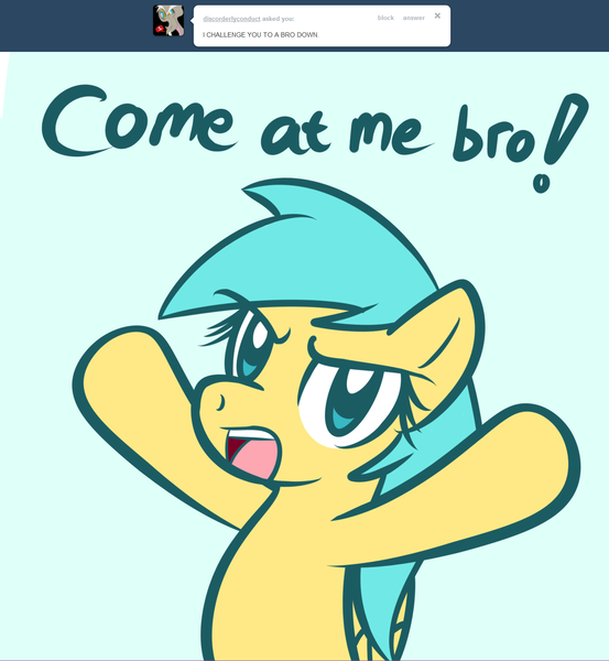 Size: 1280x1390 | Tagged: safe, artist:datahmedz, derpibooru import, sunshower raindrops, pony, raindropsanswers, ask, come at me bro, solo, tumblr