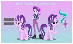 Size: 2544x1520 | Tagged: safe, artist:andoanimalia, derpibooru import, starlight glimmer, pony, equestria girls, mirror magic, season 5, spoiler:eqg specials, alternate hairstyle, equal cutie mark, human ponidox, s5 starlight, self ponidox, starlight glimmer day, triality