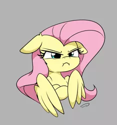Size: 1623x1737 | Tagged: safe, artist:taurson, derpibooru import, fluttershy, pegasus, pony, angry, bust, cheek fluff, crossed arms, cute, ear fluff, female, floppy ears, forelegs crossed, gray background, grumpy, madorable, mare, pouting, shyabetes, simple background, solo