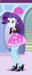 Size: 382x873 | Tagged: safe, derpibooru import, screencap, rarity, display of affection, equestria girls, equestria girls series, clothes, cropped, female, high heels, pantyhose, shoes, skirt, smiling