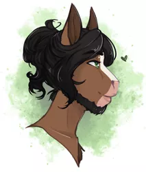 Size: 1084x1270 | Tagged: safe, artist:askbubblelee, derpibooru import, oc, oc:walter nutt, unofficial characters only, anthro, earth pony, horse, anthro oc, beard, facial hair, heart, male, smiling, solo, stallion