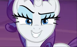 Size: 1516x941 | Tagged: safe, derpibooru import, screencap, rarity, pony, unicorn, made in manehattan, close-up, cropped, female, lidded eyes, mare, raised eyebrow, smiling, smirk, smug, solo