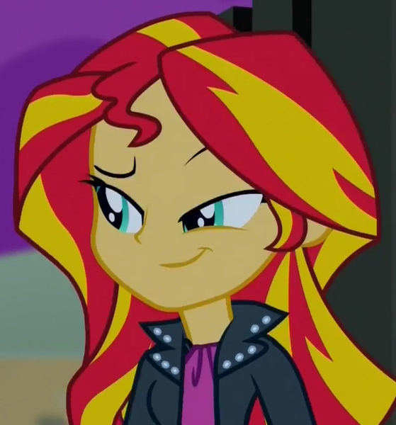 Size: 619x664 | Tagged: safe, derpibooru import, sunset shimmer, equestria girls, rainbow rocks, clothes, female, jacket, lidded eyes, smiling