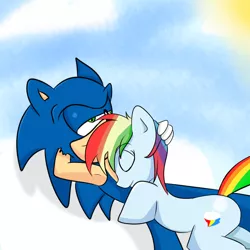 Size: 2000x2000 | Tagged: armpits, artist:soul-yagami64, crossover, crossover shipping, derpibooru import, female, interspecies, male, rainbow dash, safe, shipping, sonicdash, sonic the hedgehog, sonic the hedgehog (series), straight