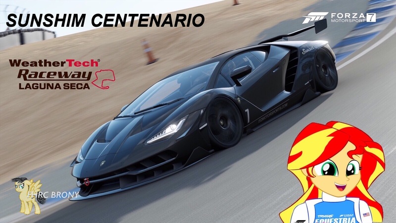 Size: 1600x900 | Tagged: safe, artist:forzaveteranenigma, derpibooru import, sunset shimmer, fanfic:equestria motorsports, equestria girls, california, car, carbon fiber, driving, forza motorsport 7, lamborghini, lamborghini centenario, mazda raceway laguna seca, photo, race track, racing, racing suit, united states, watermark, weathertech raceway laguna seca