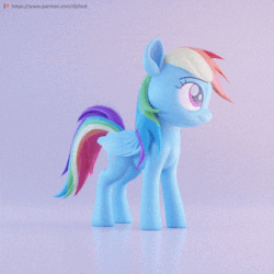 Size: 512x512 | Tagged: safe, artist:therealdjthed, derpibooru import, rainbow dash, pegasus, pony, 3d, 3d model, animated, blender, cute, cycles, cycles render, daaaaaaaaaaaw, dashabetes, female, mare, model:djthed, patreon, patreon logo, simple background, solo, wings