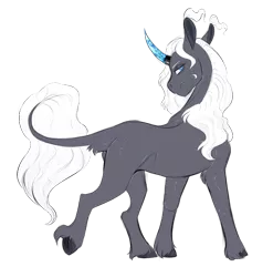 Size: 800x811 | Tagged: safe, artist:vindhov, derpibooru import, oc, unofficial characters only, pony, unicorn, colored horn, commission, crack ship offspring, curved horn, horn, leonine tail, magical gay spawn, offspring, parent:king sombra, parent:prince blueblood, realistic horse legs, simple background, solo, transparent background, unshorn fetlocks