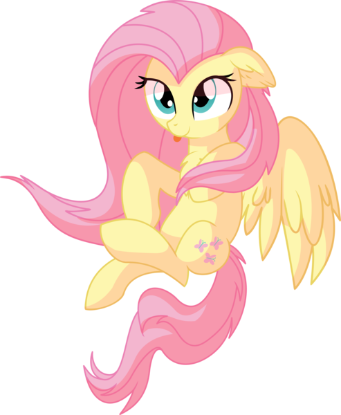 Size: 5657x6888 | Tagged: safe, artist:aureai-sketches, artist:cyanlightning, derpibooru import, fluttershy, pegasus, pony, .svg available, :p, absurd resolution, chest fluff, cute, ear fluff, female, floppy ears, flying, mare, shyabetes, silly, simple background, smiling, solo, spread wings, tongue out, transparent background, vector, wings