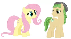 Size: 796x444 | Tagged: safe, artist:cheerful9, derpibooru import, fluttershy, sandalwood, ponified, pony, equestria girls ponified, female, male, sandalshy, shipping, straight