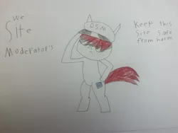 Size: 4032x3024 | Tagged: safe, artist:undeadponysoldier, derpibooru import, oc, oc:site moderator, unofficial characters only, pony, derpibooru logo, fact, mods, solo, thank you derpibooru, traditional art