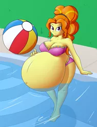 Size: 1683x2218 | Tagged: suggestive, artist:funble, derpibooru import, adagio dazzle, equestria girls, adagio preggo, adorasexy, beach ball, belly, belly button, big belly, big breasts, bikini, breasts, busty adagio dazzle, cleavage, clothes, cute, female, huge belly, hyper, hyper belly, hyper pregnancy, impossibly large belly, large belly, looking at you, outie belly button, pregnant, pregnant equestria girls, sexy, solo, solo female, swimming pool, swimsuit, water