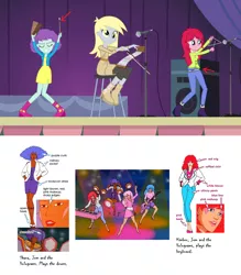 Size: 1280x1460 | Tagged: safe, derpibooru import, edit, screencap, blueberry pie, derpy hooves, raspberry fluff, equestria girls, rainbow rocks, background human, jem and the holograms, slowpoke, the muffins