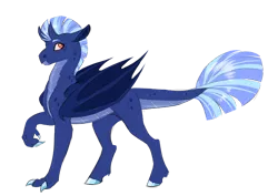 Size: 800x566 | Tagged: safe, artist:vindhov, derpibooru import, oc, unofficial characters only, dracony, dragon, hybrid, pony, colored claws, colored hooves, crack ship offspring, interspecies offspring, magical lesbian spawn, offspring, parent:princess ember, parent:tempest shadow, parents:tember, raised claw, simple background, solo, transparent background, wings