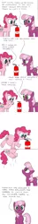 Size: 1203x7013 | Tagged: safe, artist:hoofclid, derpibooru import, cheerilee, pinkie pie, earth pony, pony, female, floating, fourth wall, helium, helium inflation, helium tank, helium voice, in which pinkie pie forgets how to gravity, inflation, mare, pinkie being pinkie, pinkie physics, talking to viewer, that's not how science works