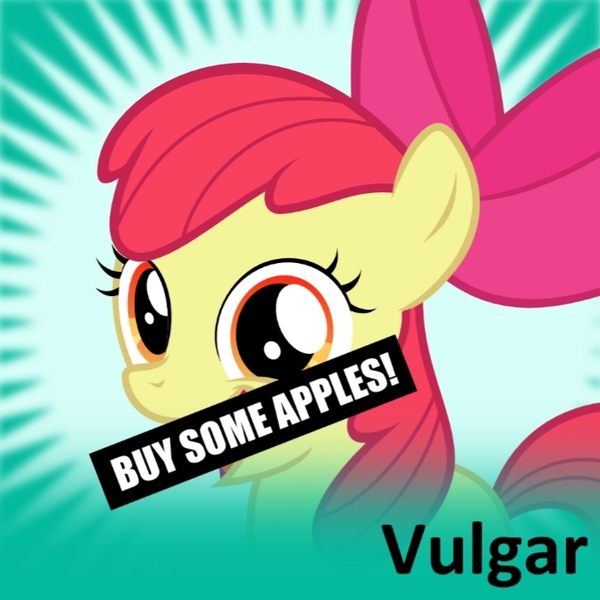 Size: 746x746 | Tagged: apple bloom, buy some apples, derpibooru, derpibooru import, friendship is witchcraft, hilarious in hindsight, icon, meme, meta, meta:vulgar, official spoiler image, prank, safe, spoilered image joke, spoiler joke, spoiler tag, vulgar