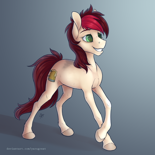 Size: 2500x2500 | Tagged: safe, artist:yarugreat, derpibooru import, oc, oc:appleale, unofficial characters only, earth pony, pony, crossed hooves, female, mare, smiling, two toned mane, unshorn fetlocks