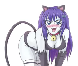 Size: 3043x2579 | Tagged: suggestive, artist:sumin6301, derpibooru import, rarity, cat, equestria girls, adorasexy, animal costume, bell, bell collar, bent over, black underwear, blushing, bra, breasts, busty rarity, cat bell, cat costume, cat ears, cat lingerie, catgirl, cleavage, clothes, collar, costume, cute, cute little fangs, fangs, female, gloves, jingle bells, lingerarity, lingerie, looking at you, open mouth, panties, sexy, simple background, socks, solo, solo female, stupid sexy rarity, tail, thigh highs, tongue out, underwear, white background