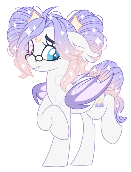 Size: 1024x1338 | Tagged: safe, artist:azure-art-wave, derpibooru import, oc, oc:moonaroon, bat pony, pony, deviantart watermark, female, glasses, heterochromia, mare, obtrusive watermark, simple background, solo, transparent background, watermark