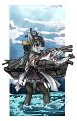 Size: 1378x2167 | Tagged: safe, artist:lonerdemiurge_nail, derpibooru import, marble pie, pony, bipedal, clothes, cosplay, costume, kantai collection, kongou, shipmare, solo