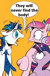 Size: 365x549 | Tagged: derpibooru import, exploitable meme, idw, meme, murder, obligatory pony, princess cadance, safe, screaming armor, shining armor, spoiler:comic, spoiler:comic11, this will end in death, twilight sparkle, unrealistic expectations