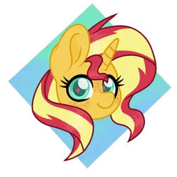 Size: 2362x2362 | Tagged: safe, artist:superanina, derpibooru import, sunset shimmer, pony, unicorn, cute, female, freckles, head, heart eyes, looking at you, mare, shimmerbetes, smiling, solo, wingding eyes