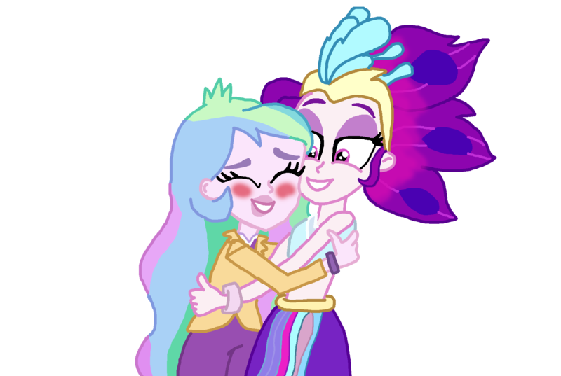 Size: 2000x1342 | Tagged: safe, artist:ktd1993, artist:yaycelestia0331, derpibooru import, princess celestia, queen novo, equestria girls, my little pony: the movie, blushing, equestria girls-ified, female, lesbian, novolestia, principal celestia, shipping