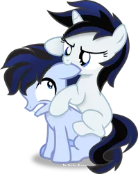 Size: 1024x1289 | Tagged: safe, artist:vector-brony, derpibooru import, oc, oc:baccarat, oc:bouillotte, unofficial characters only, earth pony, pony, unicorn, fallout equestria, fallout equestria: project horizons, biting, blank flank, colt, duo, ear bite, fanfic art, female, filly, image, male, offspring, parent:oc:blackjack, parent:oc:p-21, parents:oc x oc, png, simple background, transparent background