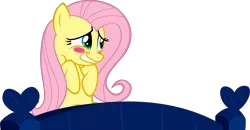 Size: 10617x5511 | Tagged: safe, artist:yenshin, derpibooru import, fluttershy, pegasus, pony, the super speedy cider squeezy 6000, bed, blushing, covering, embarrassed, female, fluttershy sleeps naked, mare, shy, simple background, solo, transparent background, vector, we don't normally wear clothes