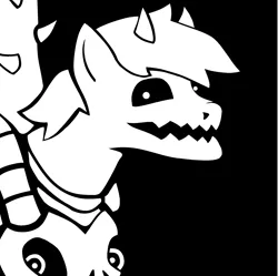 Size: 2000x1990 | Tagged: safe, artist:maxter-advance, derpibooru import, edit, ponified, pony, black and white, black background, grayscale, horn, monochrome, omega flowey, simple background, smiling, solo, thorns, undertale