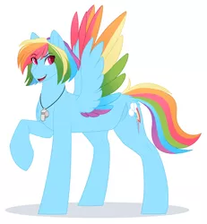 Size: 2036x2200 | Tagged: safe, artist:purplegrim40, derpibooru import, rainbow dash, pegasus, pony, colored wings, colored wingtips, female, mare, multicolored wings, rainbow wings, smiling, solo, whistle, wings