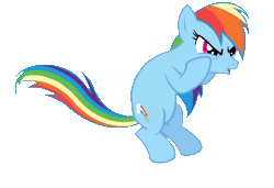 Size: 1018x698 | Tagged: safe, derpibooru import, edit, edited screencap, screencap, rainbow dash, pony, the return of harmony, animated, background removed, bipedal, gif, loop, punch, simple background, solo, transparent background, wingless