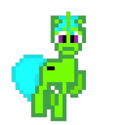 Size: 960x960 | Tagged: safe, artist:joeydr, derpibooru import, oc, oc:green byte, pony, unicorn, looking at you, male, pixel art, raised hoof, simple background, solo, stallion, transparent background