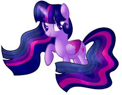 Size: 1011x790 | Tagged: safe, artist:crystal-bloomyt, artist:pegasski, derpibooru import, twilight sparkle, twilight sparkle (alicorn), alicorn, pony, base used, colored wings, long mane, long tail, multicolored wings, one hoof raised, simple background, solo, transparent background, wings