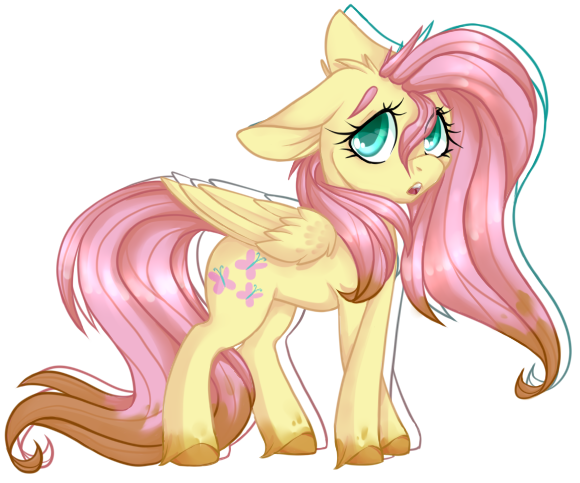 Size: 580x483 | Tagged: safe, artist:teeny16, derpibooru import, fluttershy, pegasus, pony, crossed hooves, dirty hooves, female, floppy ears, folded wings, looking sideways, looking up, mare, mud, open mouth, simple background, solo, standing, stray strand, transparent background, unshorn fetlocks, wings