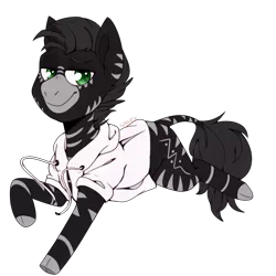 Size: 1000x1000 | Tagged: safe, artist:cinnamonsparx, derpibooru import, oc, zebra, clothes, hoodie, male, reverse zebra, simple background, solo, stallion, transparent background