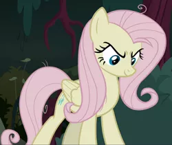 Size: 1112x938 | Tagged: safe, derpibooru import, screencap, mean fluttershy, pegasus, pony, the mean 6, clone, cropped, evil grin, female, grin, looking down, mare, smiling, solo