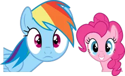 Size: 6516x3929 | Tagged: safe, artist:geometrymathalgebra, derpibooru import, pinkie pie, rainbow dash, earth pony, pegasus, pony, tanks for the memories, .svg available, female, looking at you, mare, vector