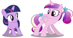 Size: 1241x644 | Tagged: safe, artist:awesomeluna, derpibooru import, princess cadance, twilight sparkle, pony, unicorn, a canterlot wedding, and do a little shake, butt, butt shake, clap your hooves, female, filly, filly twilight sparkle, ladybugs-awake, mare, plot, simple background, sunshine sunshine, teen princess cadance, transparent background, unicorn twilight, vector, younger