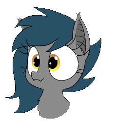 Size: 858x903 | Tagged: safe, artist:wafflecakes, derpibooru import, oc, oc:speck, unofficial characters only, bat pony, pony, animated, mlem, silly, simple background, solo, tongue out, transparent background