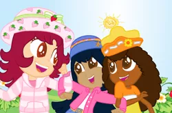 Size: 1040x685 | Tagged: safe, artist:lisamena99, artist:yaya54320, derpibooru import, equestria girls, barely eqg related, base used, clothes, crossover, equestria girls style, equestria girls-ified, ginger snap (strawberry shortcake), hat, orange blossom (strawberry shortcake), strawberry shortcake, strawberry shortcake (character)