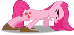 Size: 1302x614 | Tagged: safe, artist:awesomeluna, derpibooru import, pinkie pie, earth pony, pony, magical mystery cure, cutie mark swap, eyes closed, female, mare, mud, muddy, pinkamena diane pie, pushing, simple background, solo, struggling, swapped cutie marks, transparent background, vector, what my cutie mark is telling me