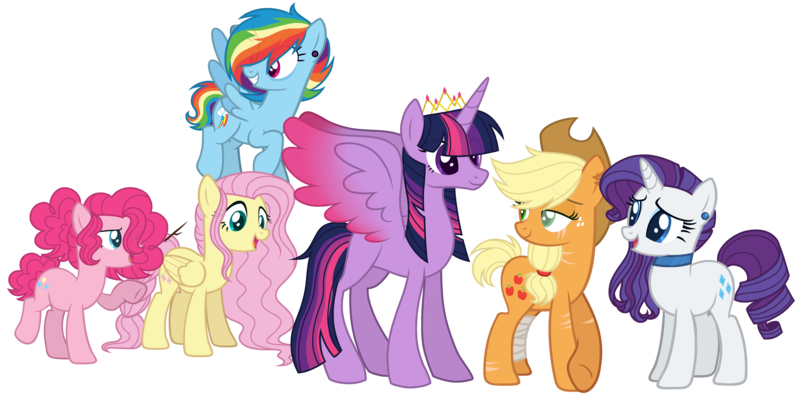 1599390 - safe, artist:zipverse, derpibooru import, applejack, fluttershy, pinkie  pie, rainbow dash, rarity, twilight sparkle, twilight sparkle (alicorn),  alicorn, pony, alternate hairstyle, base used, colored wings, colored  wingtips, crown, jewelry