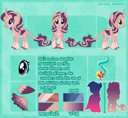 Size: 4000x3700 | Tagged: safe, artist:paradiseskeletons, derpibooru import, oc, oc:shimmering spectacle, unofficial characters only, alicorn, pony, unicorn, alicorn oc, biography, cloven hooves, color palette, colored wings, colored wingtips, curved horn, cutie mark, eye, female, hair over one eye, height difference, horn, leonine tail, looking at you, magical lesbian spawn, magical threesome spawn, mare, multicolored wings, multiple parents, offspring, pale belly, parent:starlight glimmer, parent:sunset shimmer, parent:twilight sparkle, parents:twishimmerglimmer, reference sheet, simple background, socks (coat marking), solo, star (coat marking), transparent background, two toned wings, unshorn fetlocks, wings