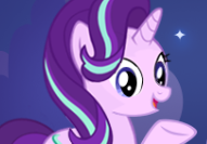 Size: 191x133 | Tagged: safe, derpibooru import, starlight glimmer, pony, unicorn, consider the following, female, gameloft, mare, picture for breezies, raised hoof, solo