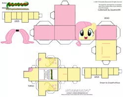 Size: 2979x2354 | Tagged: safe, artist:grapefruitface1, derpibooru import, part of a set, fluttershy, pony, arts and crafts, craft, cubeecraft, papercraft, printable, solo